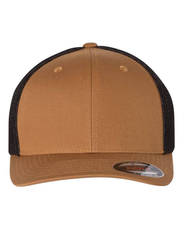 Custom Fitted Flexfit Trucker Hats with Leatherette Patch Logo or Design - Image 8