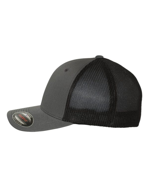 Custom Fitted Flexfit Trucker Hats with Leatherette Patch Logo or Design - Image 3