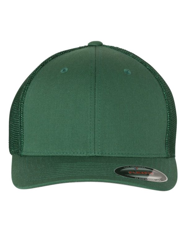 Custom Fitted Flexfit Trucker Hats with Leatherette Patch Logo or Design - Image 9